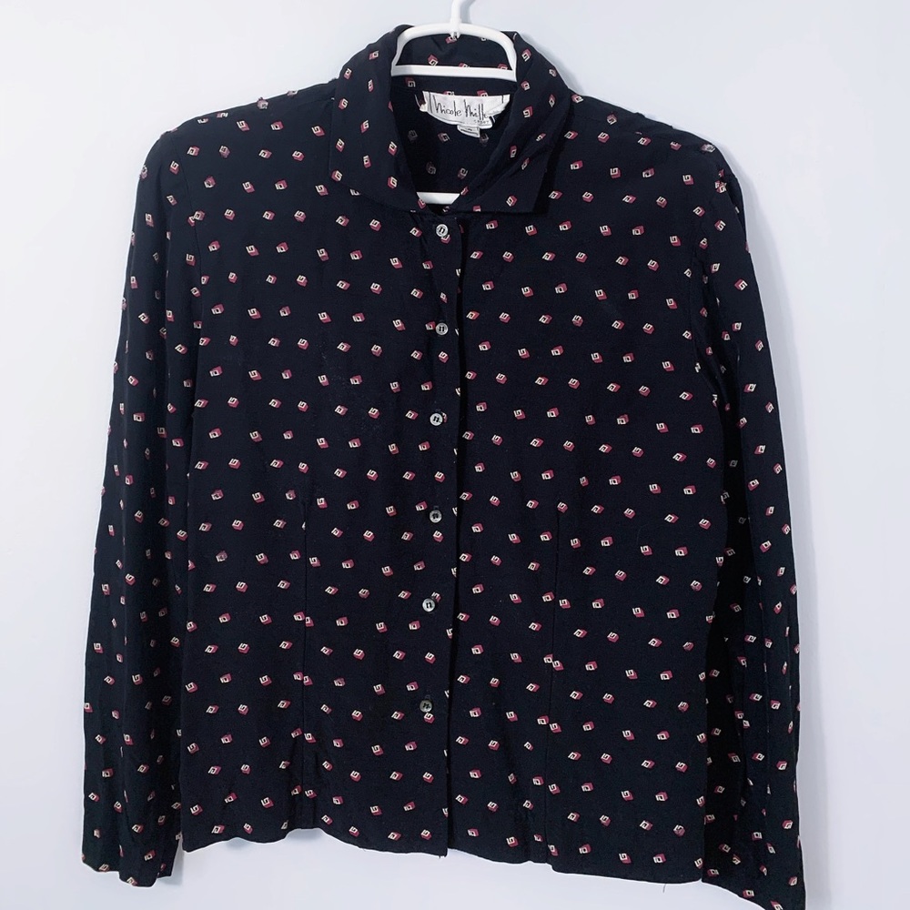 Vintage Nicole Miller Geometric Print Shirt Med